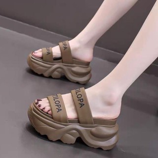 Giày dép nữ BM hai quai in chữ trên quai 9p XX PP CC