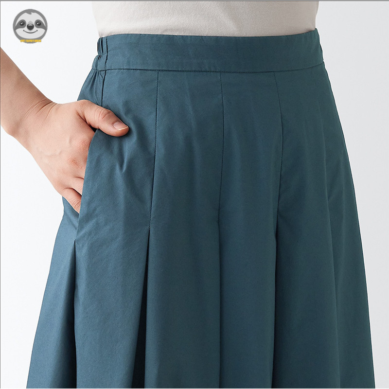 Phong cách Nhật Bản Phong cách Muji / Nữ Micro-Stretch Dây kéo Váy xếp ly dệt mật độ cao / Váy xếp ly mỏng hơn thông thường nhẹ nhàng
