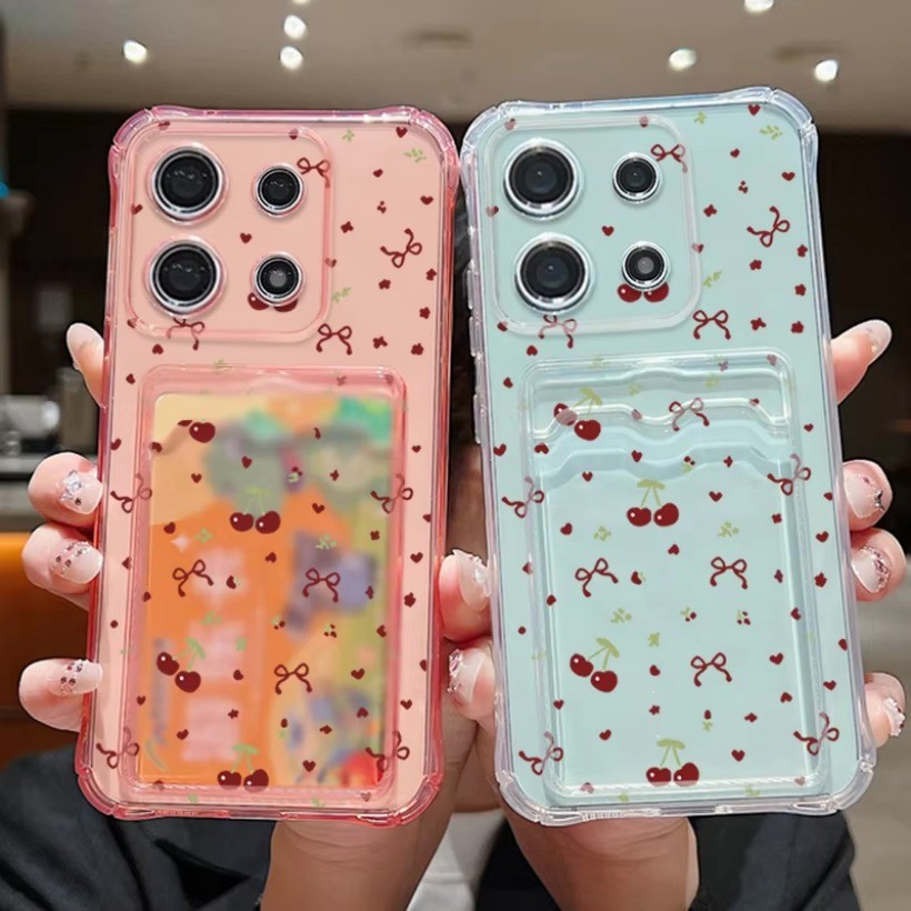 Khe Cắm Thẻ Chống Sốc Bỏ Túi TPU Dành Cho Vivo Y19S Y29S Y04 Y28 Y36 Y27 Y17S Y16 Y02S Y02A Y22 Y22S Y35 Y02 Y02T Nơ Họa Tiết Silicon Mềm Trong Suốt Vỏ Điện Thoại