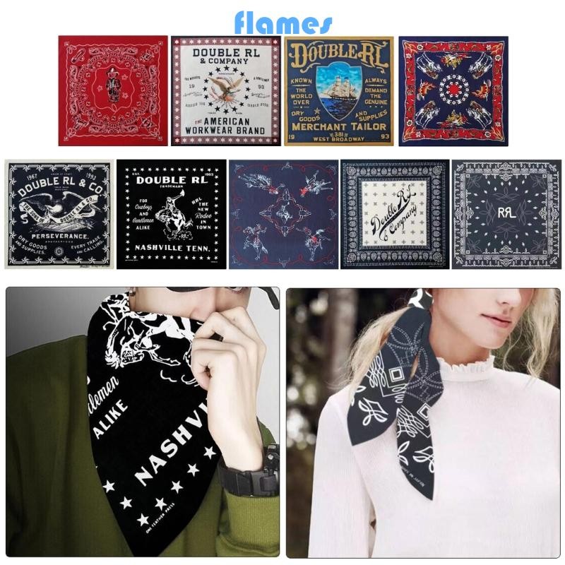 FL Hợp Thời Trang Họa Tiết Chữ Cái Khăn Tóc Punk Turban Vuông Phố Hip Hop Phong Cách