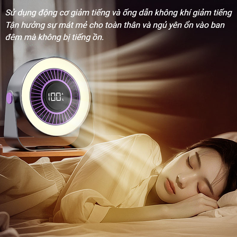 Quạt tốc độ cao để bàn 2 trong 1, quạt turbo có thể điều chỉnh, Màn Hình Số LED, Đèn Chiếu RGB