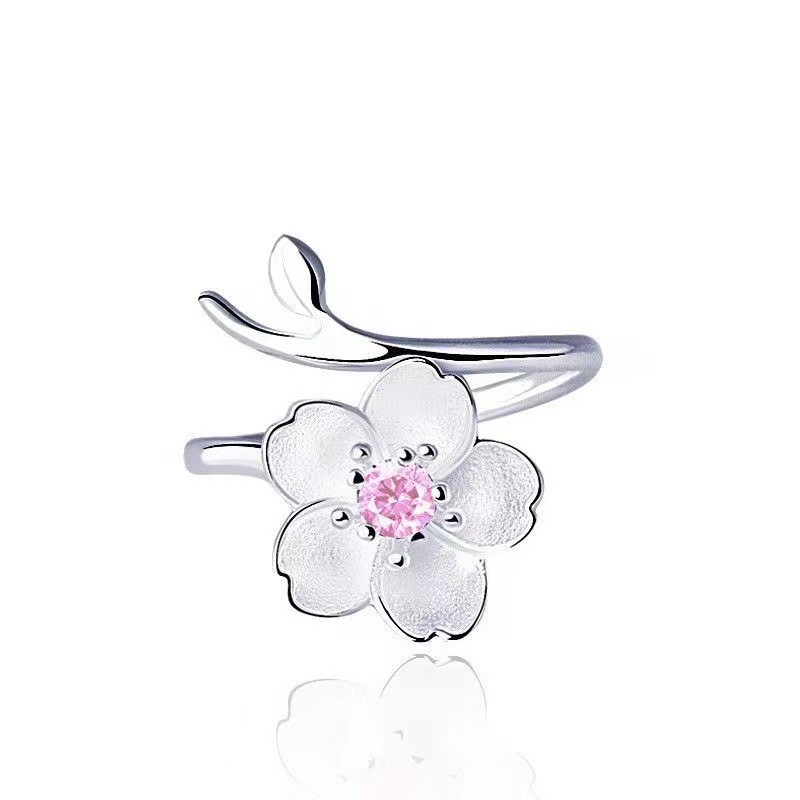 Nhẫn hoa hồng zircon phong cách rừng cho phụ nữ, thanh lịch và độc đáo, thiết kế cao cấp đa năng, nhẫn mở thời trang và cá nhân hóa