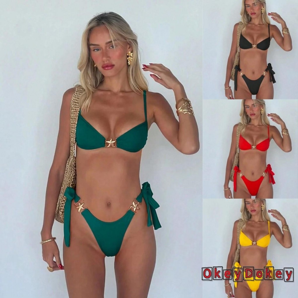OKDK-Bộ Bikini 2 chiếc Áo ngực có đệm buộc dây có quần lót