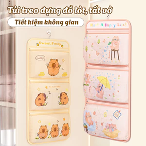 Túi Đựng Đồ Lót Tất Vớ Treo Tường Đa Năng, Túi Đựng Đồ Treo Tủ Vải Canvas Chống Thấm Nước