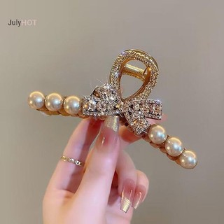 JULYHOT 2024 Thời Trang Hàn Quốc Mới Ngọc Trai Pha Lê Nơ Ngựa Đuôi Móng Vuốt Kẹp Tóc Cho Bé Gái Massivedeals