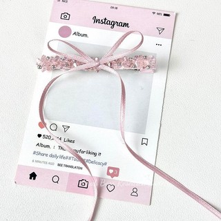 Thanh Lịch Nhẹ Nhàng Phong Cách Con Gái Cổ Tích Màu Hồng Ruy Băng Kẹp Tóc Nữ