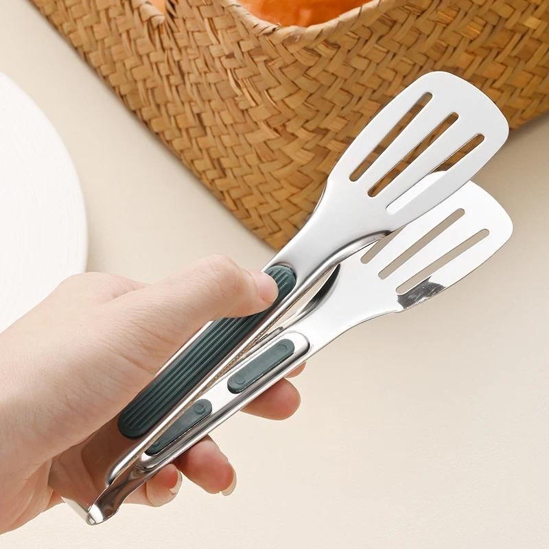 Kẹp thực phẩm tay cầm silicon chịu nhiệt nhà bếp bền bỉ - Nhà hàng thiết thực Dụng cụ nấu ăn bằng thép không gỉ 304
