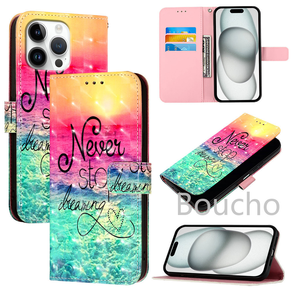 Dành Cho VIVO V40 SE V30E V30 V29 V29E V27 Lite V27E Y28 Y03 Y18 Y38 Y17S Y27 Y36 Y35 Y22 Y22S Y21 Y21S Y33S 3D Hình Cú Hoa Bướm Khe Cắm Thẻ Lật Bao Da Ví Điện Thoại
