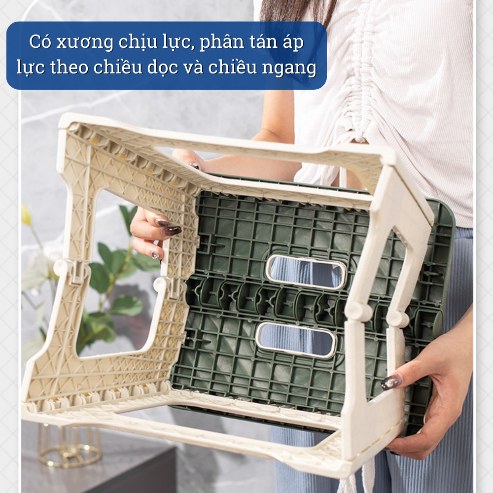 Ghế đẩu gấp gọn chất liệu nhựa PP cao cấp DINO, Ghế gấp gọn cầm tay mang đi du lịch tiện lợi