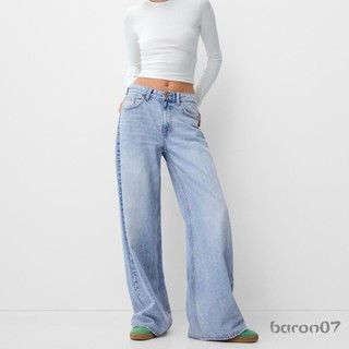 Quần ống rộng Denim nữ dáng rộng thường ngày Quần jean màu trơn cho công sở dạo phố