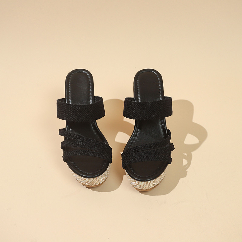 Atikota Nữ Dệt Nêm Sandal Tăng Chiều Cao Thoải Mái Mũi Tròn Thời Trang Dép