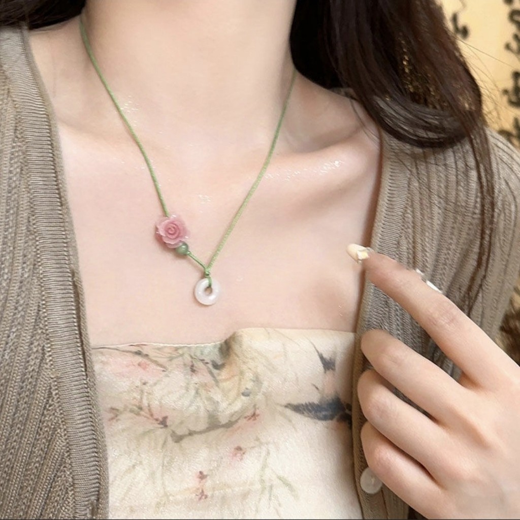 Dây chuyền dệt khóa hòa bình kiểu Trung Quốc mới cho phụ nữ, thiết kế độc đáo, phụ kiện phong cách cổ xưa, quà tặng dây chuyền Zen mát mẻ