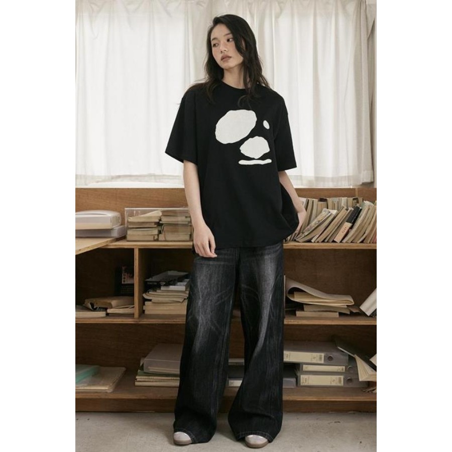 2025 Áo Thun Nữ Dễ Thương Puppy Graphic Loose Fit Mùa Hè Dạo Phố