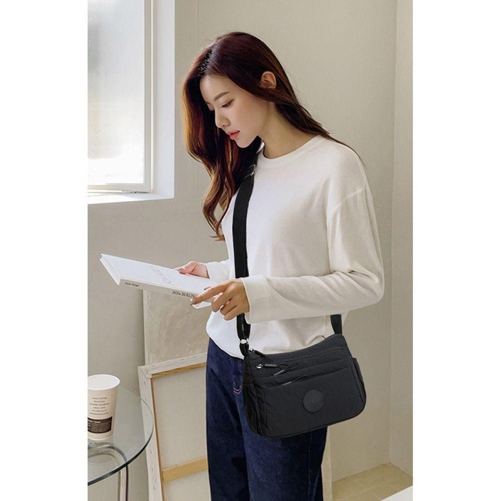 Túi xách nhiều túi HOBBYIN, Túi đeo chéo có dây đeo có thể điều chỉnh thông thường, Ví du lịch nhiều lớp chống thấm nước màu trơn nhẹ để sử dụng mua sắm làm việc du lịch