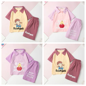 Bộ cotton trẻ em-bé gái G001 mùa hè LITIBABY bé gái từ 4 đến 12 tuổi