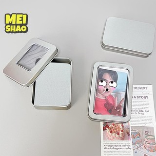 MeiShao Bạc Hộp Sắt Lật Di Động Photocard Hộp Bảo Quản Chống Bụi Kpop Thần Tượng Thẻ Ảnh Tổ Chức Album Hộp Đựng