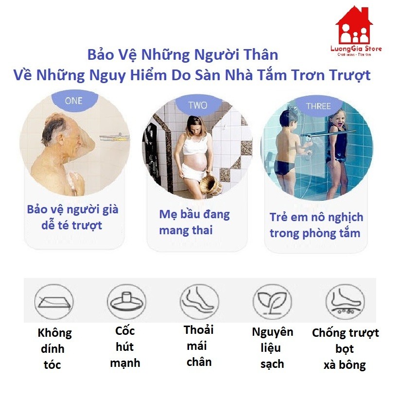 Thảm Chống Trượt Nhà Tắm, Thảm Lót Sàn Nhà Tắm Chống Trơn Chất Liệu Cao Su PVC (36x69cm) al