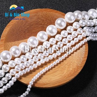Hạt Trai Chuỗi Ngọc Nhân Tạo Tròn Có Lỗ Làm Dây Chuyền, Vòng Đeo tay Trang Sức Handmade