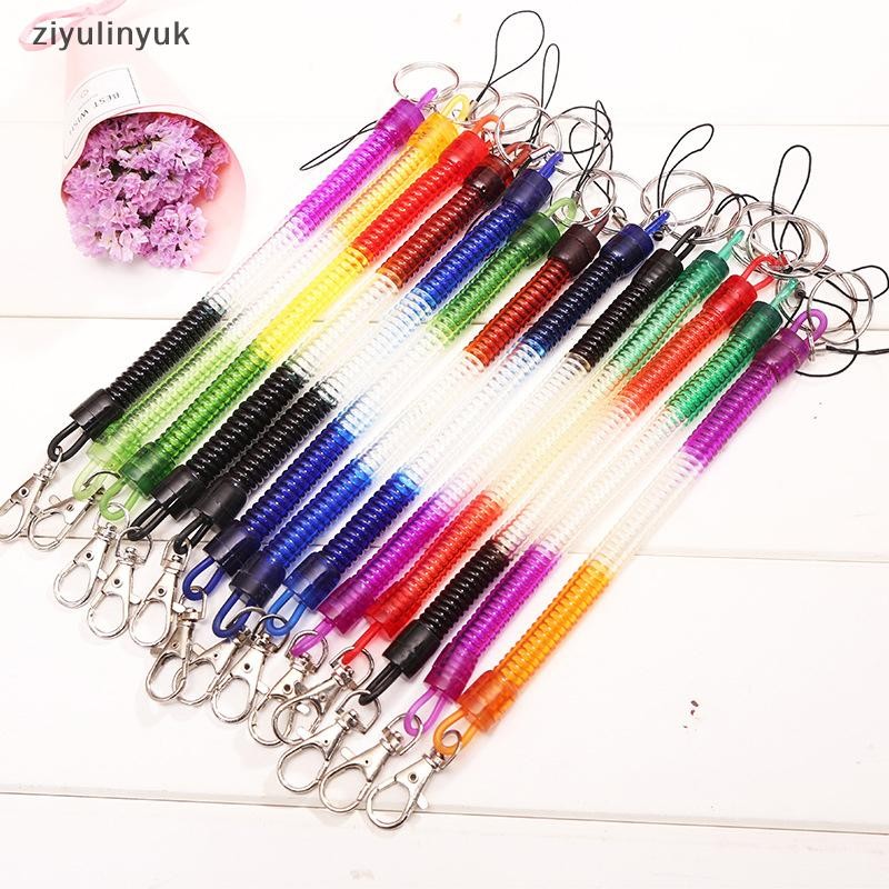 Ziyulinyuk 1PC Có Thể Thu Vào Lò Xo Dây Đàn Hồi An Ninh Gear Dụng Cụ Đi Bộ Đường Dài Cắm Trại Chống Mất Điện Thoại Móc Khóa EN