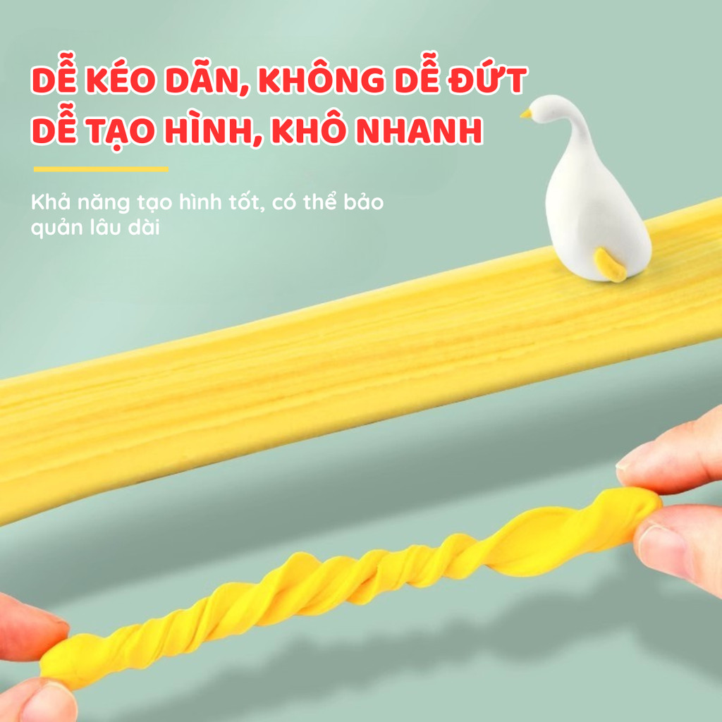 Đất Sét Siêu Nhẹ Không Dính Tay 12/24/36 Màu - Đất Nặn Tự Khô An Toàn Cho Bé & Người Lớn, Handmade Đa Năng