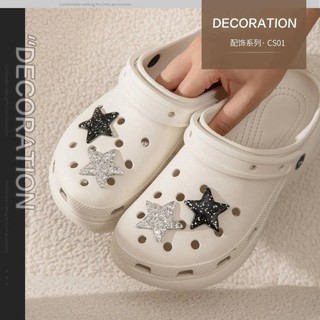 1 Chiếc Lấp Lánh Ngôi Sao Giày Quyến Rũ Đen Bạc Pentagram Giày Trang Trí Trẻ Em Người Lớn DIY Giày Khóa Dép Phụ Kiện Mới