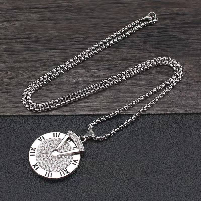 Xoay Được Số La Mã Thời Gian Chạy Vòng Cổ Dài Nam Nữ Đơn Giản Phù Hợp Dây Chuyền Áo Len