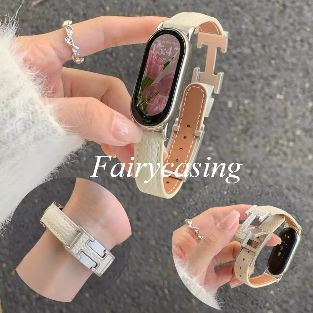 Dây da mỏng cho MIBand 10 9 8 7 Vòng đeo tay từ tính thay thế cho miband 6 5 4 3 Band Không có đồng hồ