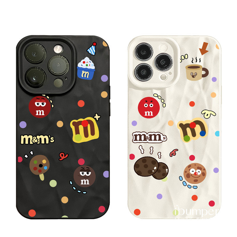 ibumpers Ốp Điện Thoại iPhone Họa Tiết M&M Đầy Màu Sắc Đễ Thương Cho IPhone 16 15 14 12 13 11 Pro Max IP 7 8 Plus X XS XR Xếp Ly Ốp Lưng Silicon Mềm Chống Sốc