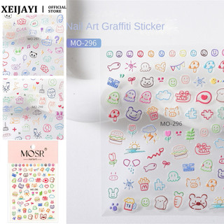 Miếng dán móng tay nghệ thuật vẽ graffiti dopamine miếng dán nhiều màu sắc lập thể 5D Dòng hoạt hình dụng cụ trang trí móng tay cho tiệm làm móng