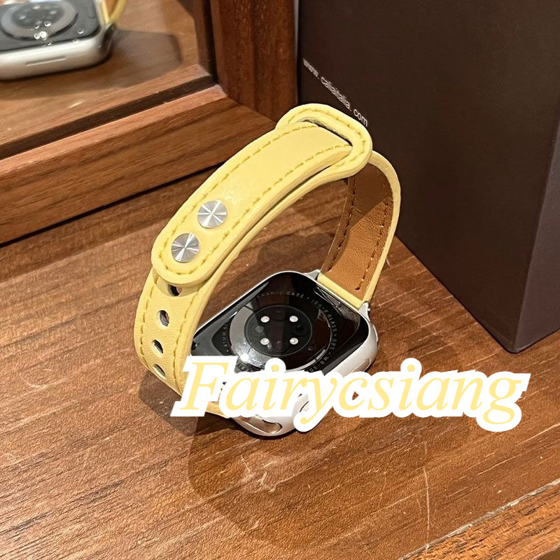 Dây Da Mỏng Cho Apple Watch 44 40 41 49mm 42 45 Mm Cổ Tay Nữ Vòng Tay IWatch Series 10 9 8 7 6 5 4 3 SE Ultra 2