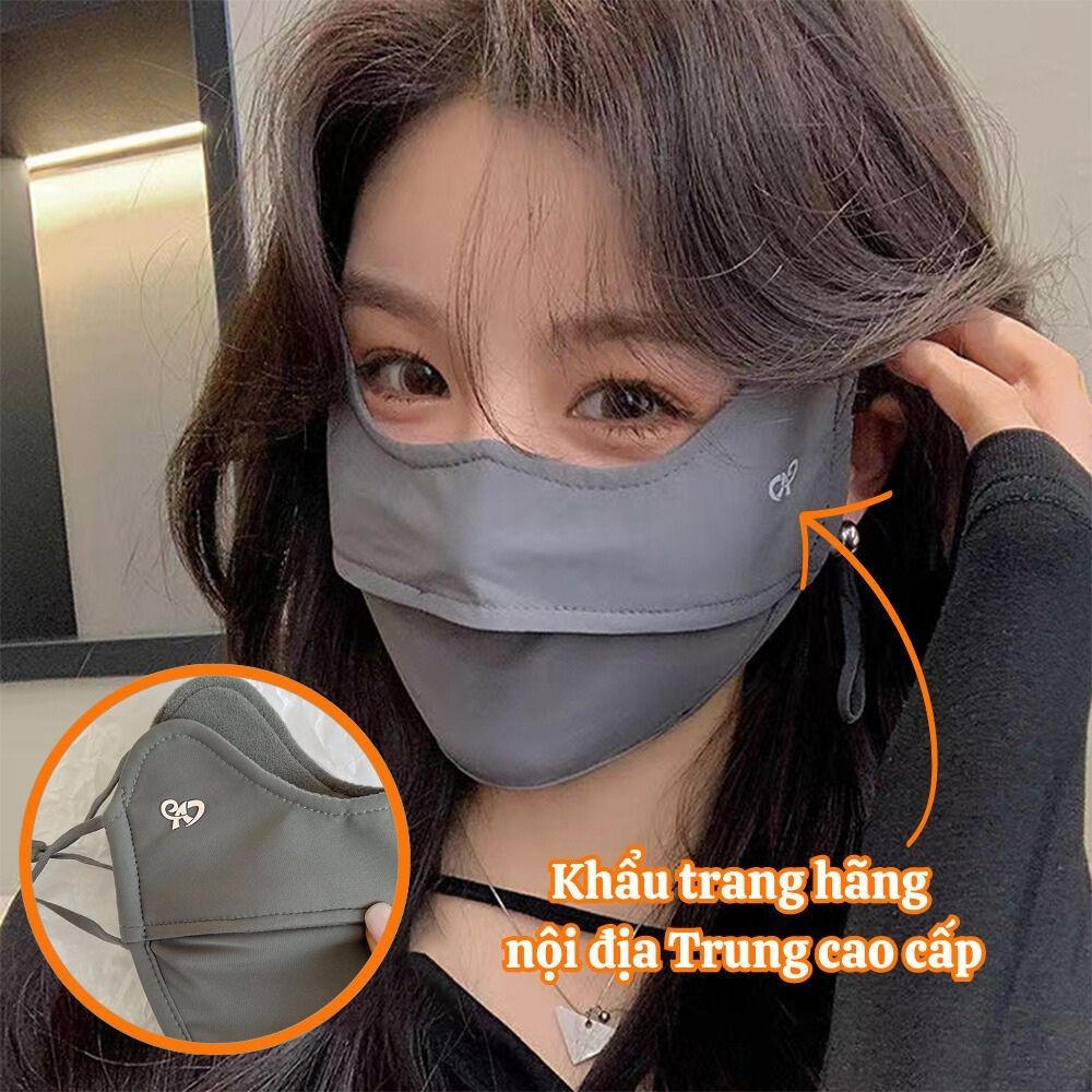 Khẩu trang chống tia UV, chống nắng UPF 50+ có lớp lót nhung giữ ấm hàng nội địa trung cao cấp