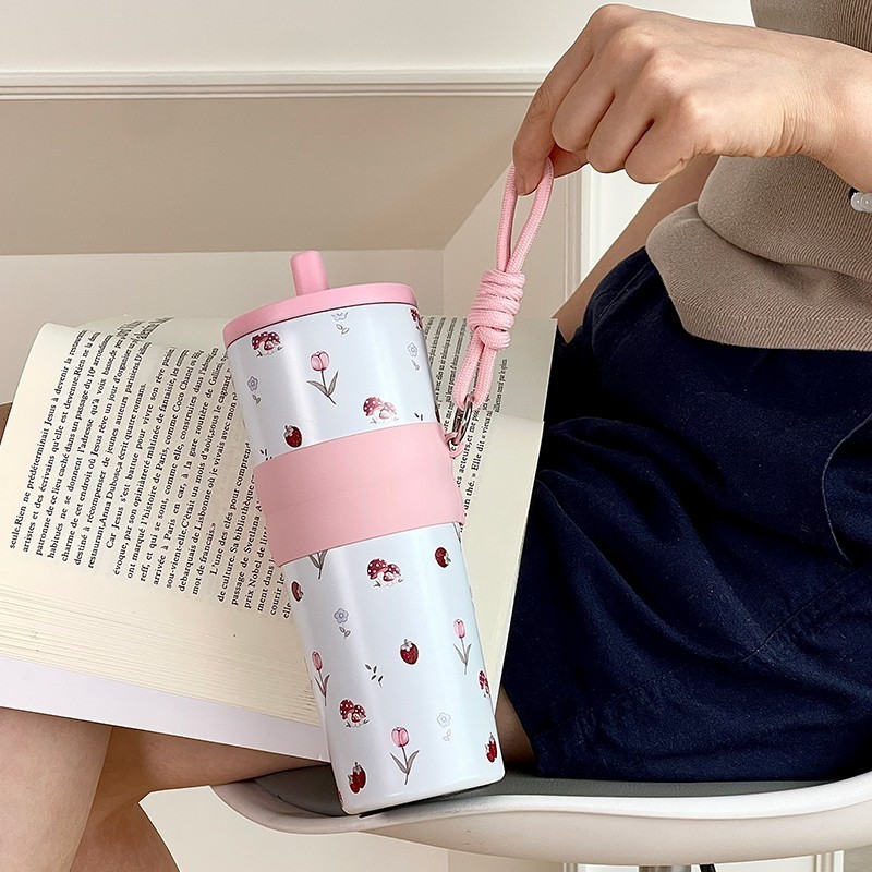 Ly giữ nhiệt Fun+ 750ml_Candy, inox 316, giữ nhiệt 8-12H, có ống hút và dây cầm tiện lợi