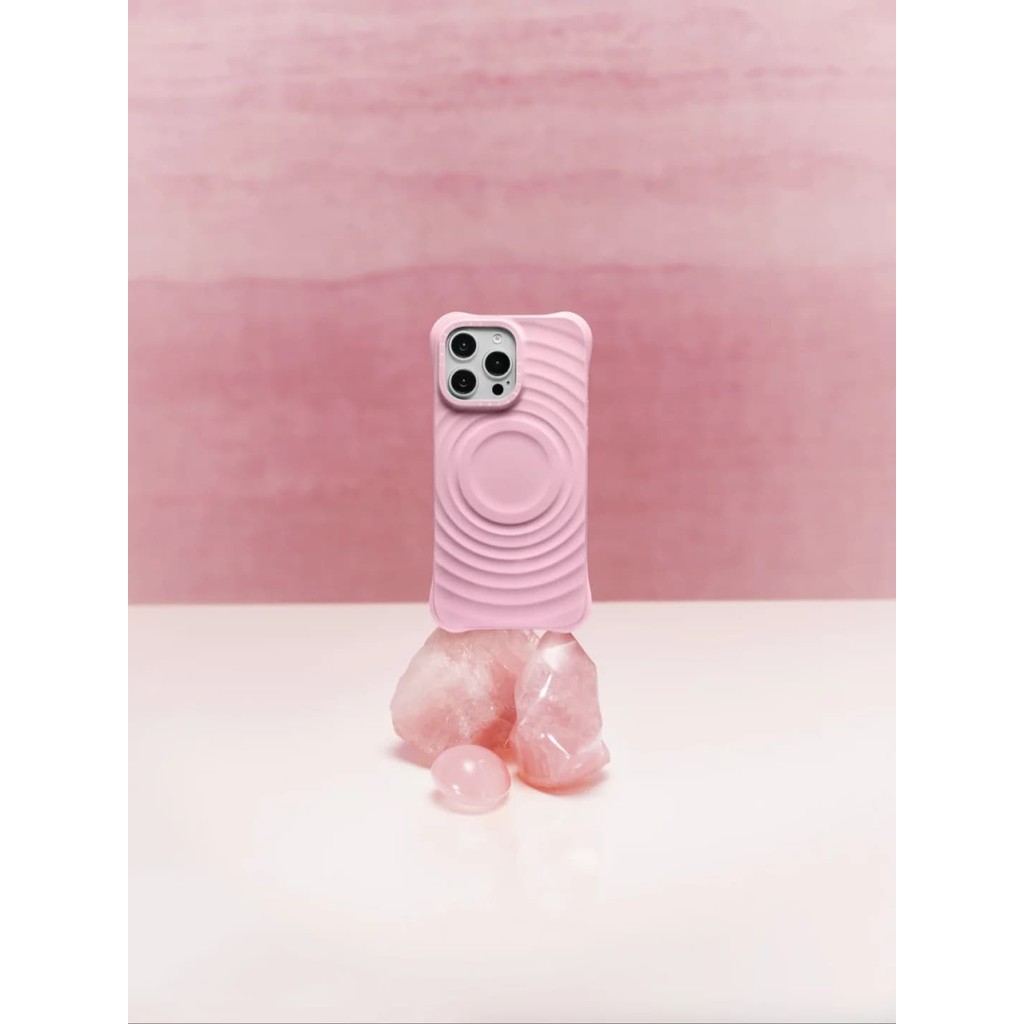 Ốp lưng Ripple - White & Primrose Pink & Jade Essentials của CASECASETM Ốp Hút Từ Tính Cho iPhone 16 / 15 / 14 Pro Max Cao Cấp Cảm Ứng Mềm Chống Trơn Trượt Silicon Bảo Vệ Thả Kết Cấu