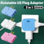 180° Bộ chuyển đổi ổ cắm xoay Tiêu chuẩn Mỹ, Bộ mở rộng dải nguồn 2500W / 10A cho khe hẹp - ABS Trắng / Hồng / Xanh (1PC)