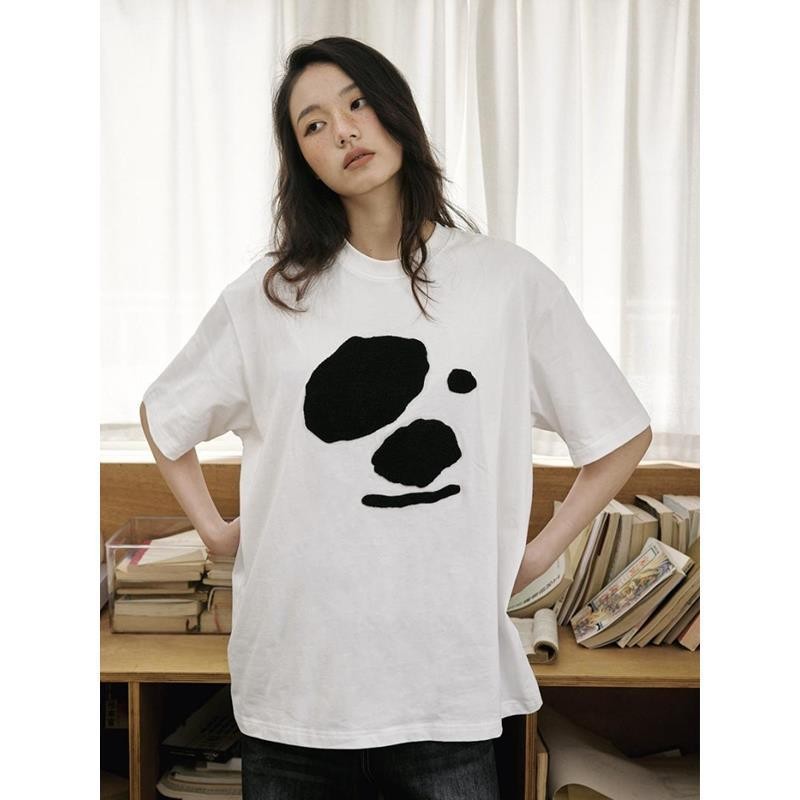 2025 Áo Thun Nữ Dễ Thương Puppy Graphic Loose Fit Mùa Hè Dạo Phố