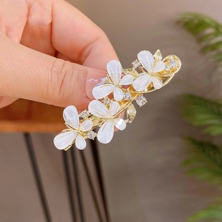 MAUROPOLI [Sẵn sàng] Kẹp tóc hình bướm thủy tinh sang trọng nhẹ cao cấp Tính khí thanh lịch Đầu lưng nửa mảnh Kẹp tóc bên hông Mũ đội đầu