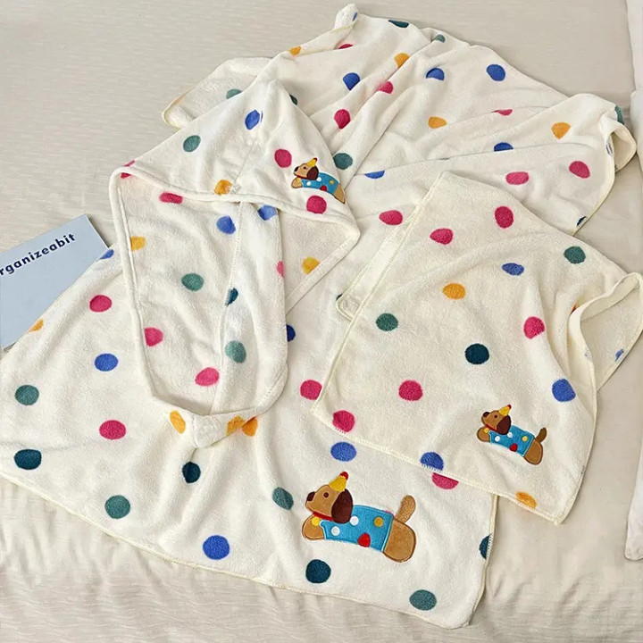 Set 3 Khăn Tắm Khăn Mặt Cotton Cao Cấp Họa Tiết Đáng Yêu Siêu Thấm Hút Mềm Mịn Không Xù Lông