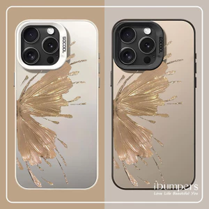 ibumpers Ốp Điện Thoại iPhone Họa Tiết Bướm Vàng Thanh Lịch Sang Trọng Cho IPhone 16 15 14 12 13 11 Pro Max IP 7 8 Plus X XS XR Ốp Lưng IMD Cứng Và Nhẵn