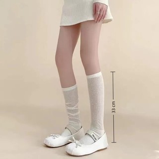 Tất bắp chân mỏng FANGHUI, tất xếp chồng mỏng màu trơn, tất ống giữa thoáng khí dành cho nữ