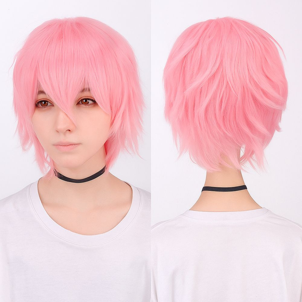 FUJIOU Anime Cosplay Tóc Giả, Tổng Hợp Chịu Nhiệt Tóc Ngắn Thẳng, Đẹp Trai Đỏ Trắng Hồng Xám Nâu Nhiều Màu Nam Lớp Tóc Giả Bé Trai