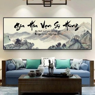 Tranh Bo Viền Cao Cấp - Tranh Treo Tường Thư Pháp Gia Hoà Vạn Sự Hưng - Tranh Kích Thước Lớn
