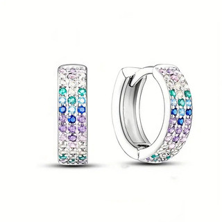 S925 Bạc Nhiều Màu Sắc Zircon Nhẫn và Bông Tai Đơn Giản Trang Sức Thời Trang Quà Tặng Nữ