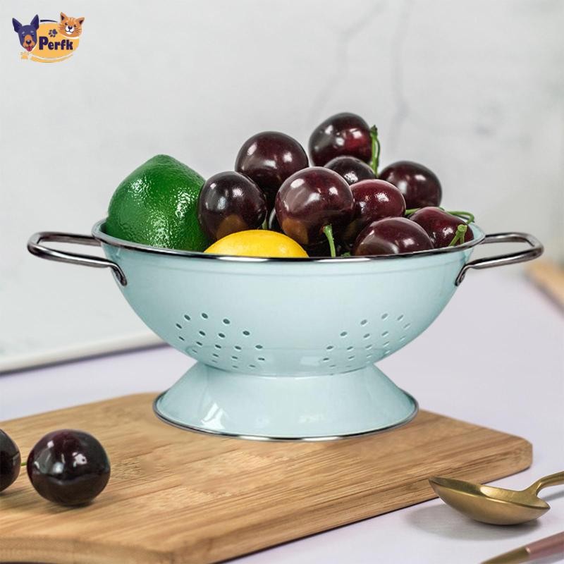 Bát thoát nước giỏ đựng trái cây tráng men đa năng cho trái cây Veggies