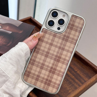 [Sheren] Vỏ điện thoại độc đáo kẻ sọc màu nâu Retro Thích hợp cho i16 15 14 13 12 11 pro max Vỏ bảo vệ chống sốc