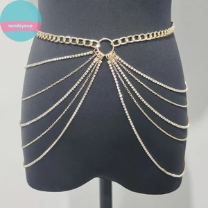 Sund Gợi Cảm Dây Xích Thắt Lưng Lớp Kim Cương Giả Bụng Cơ Thể Dây Chuyền Trang Sức Thời Trang Cho Nữ Lễ Hội Rave Đảng Phụ Kiện VN