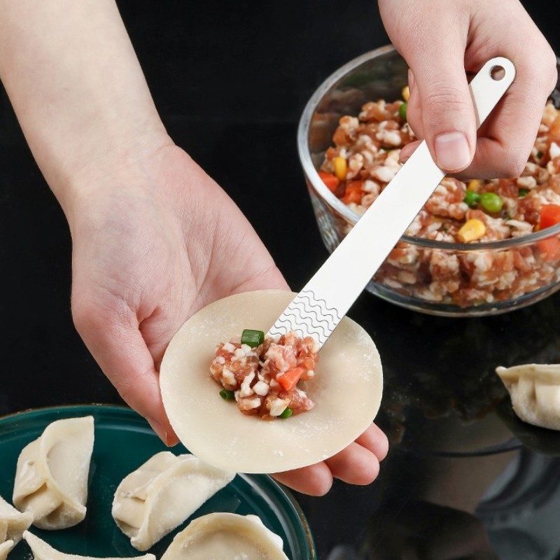 1 / 2 Chiếc Đa Năng Tay Cầm Dài Đầu Phẳng Thìa Thép Không Gỉ Bánh Bao Nhồi Muỗng Bộ Đồ Ăn