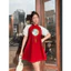 Đầm Nữ BABEE Kiểu Babydoll Tay Ngắn Phối Charm Xinh Xắn Chất Nhung Mềm Mịn Thoải Mái