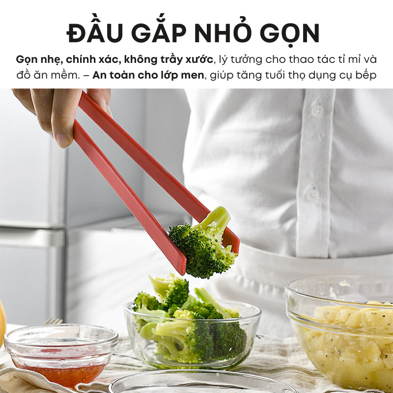 Kẹp Gắp Thức Ăn Silicon Đầu Nhỏ Chống Dính, Chịu Nhiệt KOOBEE – Kẹp Gắp Đồ Nướng Nóng An Toàn, Tiện Lợi | 286