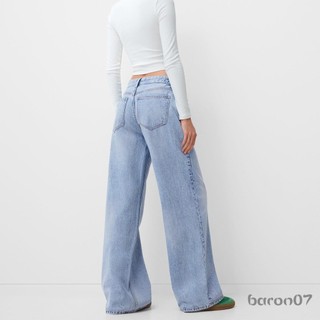 Quần ống rộng Denim nữ dáng rộng thường ngày Quần jean màu trơn cho công sở dạo phố
