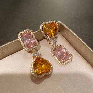 Tính Khí Đẹp Phong Cách Mới Thời Trang Tua Rua Zircon Bông Tai Dài